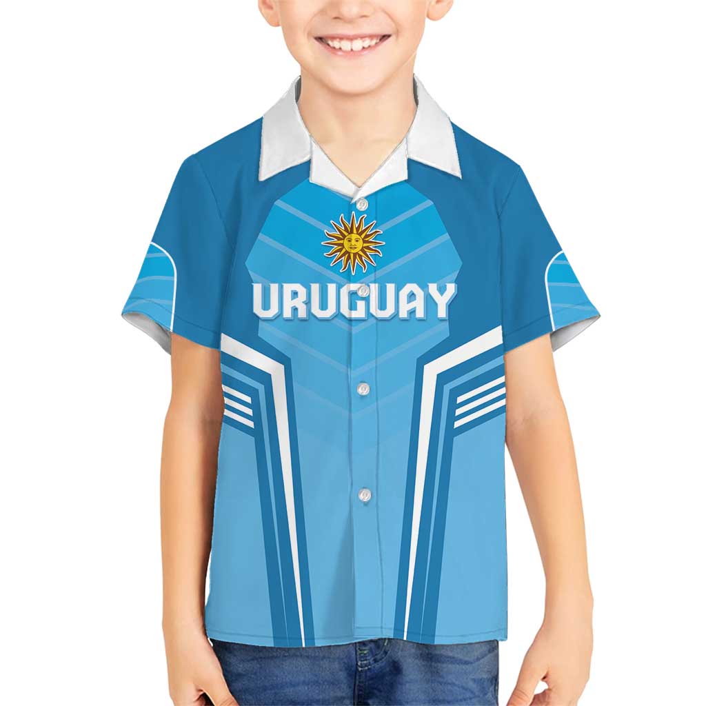Custom Uruguay Football Family Matching Off Shoulder Short Dress and Hawaiian Shirt Unique Style