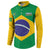 Custom Brazil Football Button Sweatshirt Flag Style