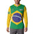 Custom Brazil Football Button Sweatshirt Flag Style