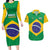 Custom Brazil Football Couples Matching Long Sleeve Bodycon Dress and Hawaiian Shirt Flag Style