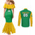 Custom Brazil Football Couples Matching Mermaid Dress and Long Sleeve Button Shirt Flag Style