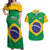 Custom Brazil Football Couples Matching Off Shoulder Maxi Dress and Hawaiian Shirt Flag Style