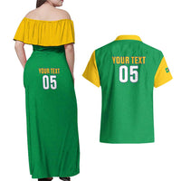 Custom Brazil Football Couples Matching Off Shoulder Maxi Dress and Hawaiian Shirt Flag Style