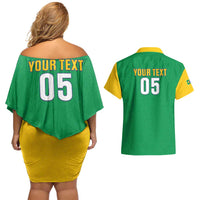 Custom Brazil Football Couples Matching Off Shoulder Short Dress and Hawaiian Shirt Flag Style
