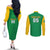 Custom Brazil Football Couples Matching Off The Shoulder Long Sleeve Dress and Long Sleeve Button Shirt Flag Style