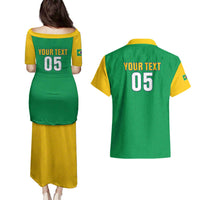 Custom Brazil Football Couples Matching Puletasi and Hawaiian Shirt Flag Style