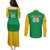 Custom Brazil Football Couples Matching Puletasi and Long Sleeve Button Shirt Flag Style