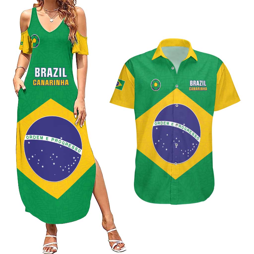 Custom Brazil Football Couples Matching Summer Maxi Dress and Hawaiian Shirt Flag Style