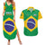 Custom Brazil Football Couples Matching Summer Maxi Dress and Hawaiian Shirt Flag Style