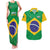 Custom Brazil Football Couples Matching Tank Maxi Dress and Hawaiian Shirt Flag Style