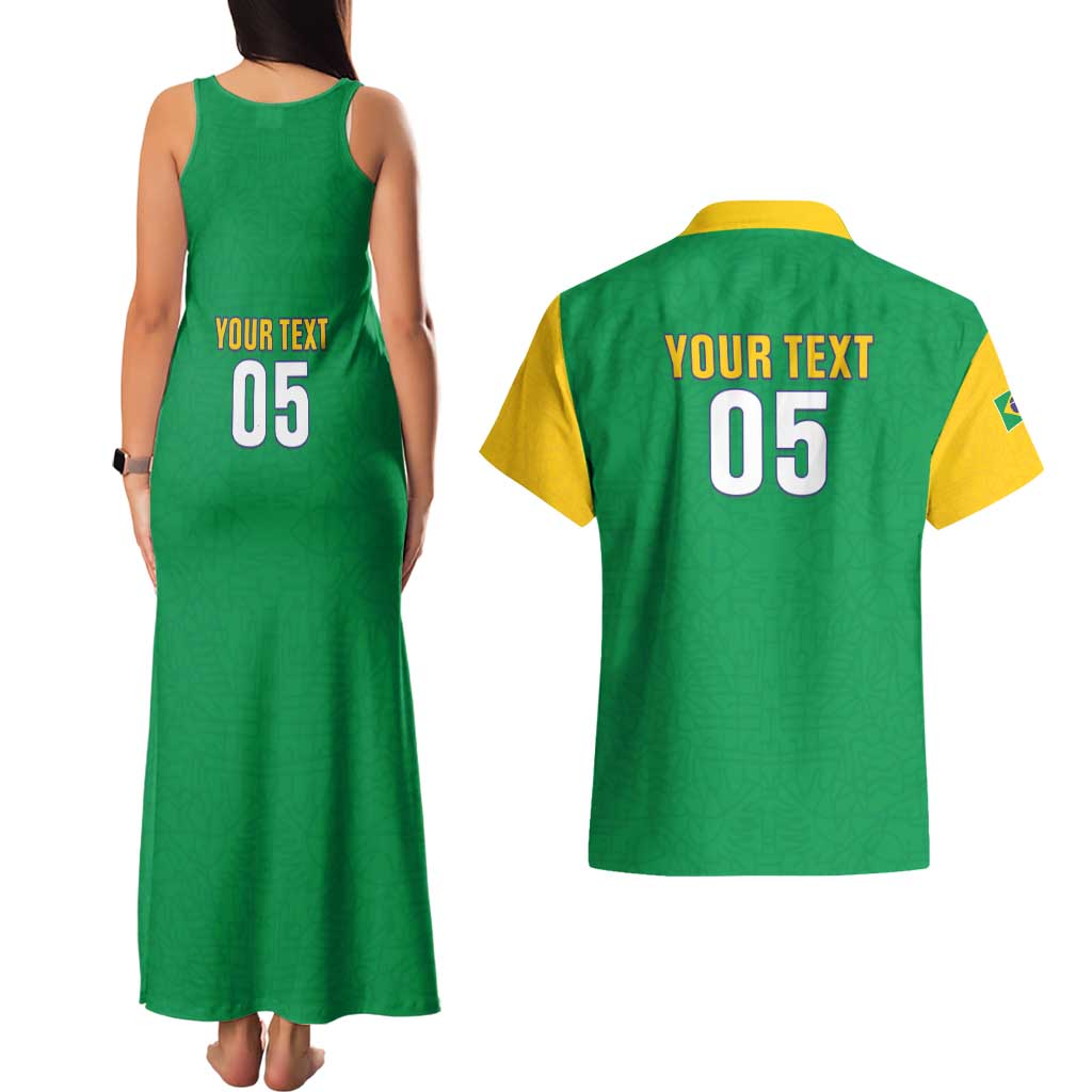 Custom Brazil Football Couples Matching Tank Maxi Dress and Hawaiian Shirt Flag Style