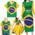 Custom Brazil Football Family Matching Long Sleeve Bodycon Dress and Hawaiian Shirt Flag Style