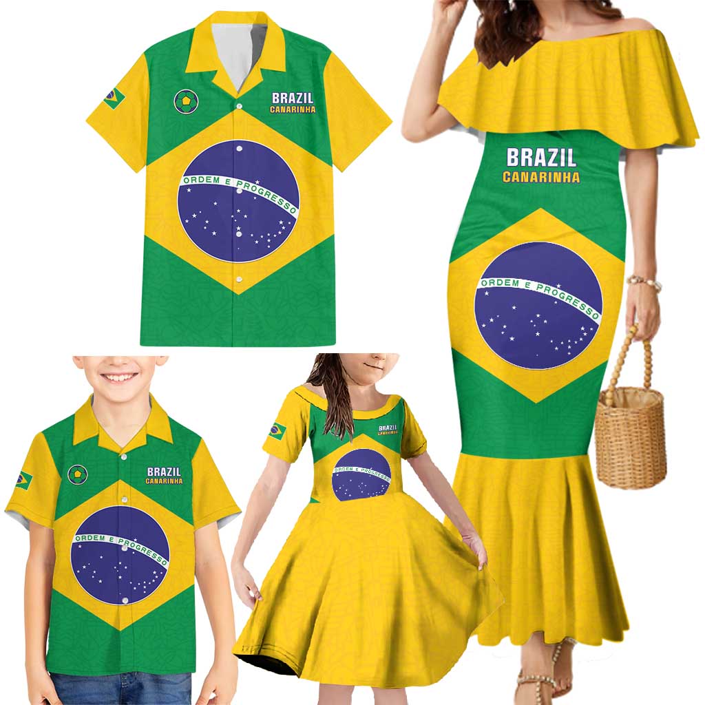 Custom Brazil Football Family Matching Mermaid Dress and Hawaiian Shirt Flag Style