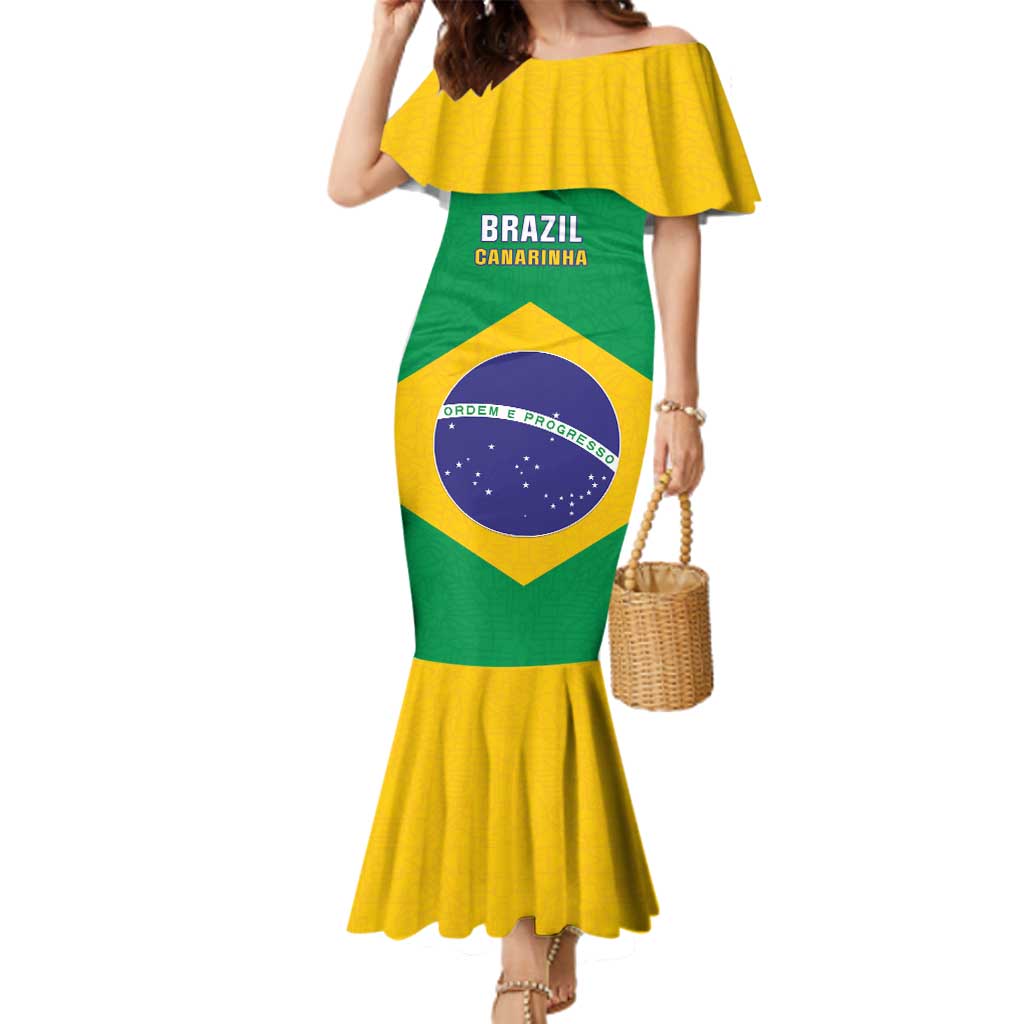 Custom Brazil Football Family Matching Mermaid Dress and Hawaiian Shirt Flag Style