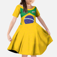 Custom Brazil Football Family Matching Off Shoulder Maxi Dress and Hawaiian Shirt Flag Style