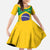 Custom Brazil Football Family Matching Off Shoulder Maxi Dress and Hawaiian Shirt Flag Style