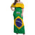 Custom Brazil Football Family Matching Off Shoulder Maxi Dress and Hawaiian Shirt Flag Style