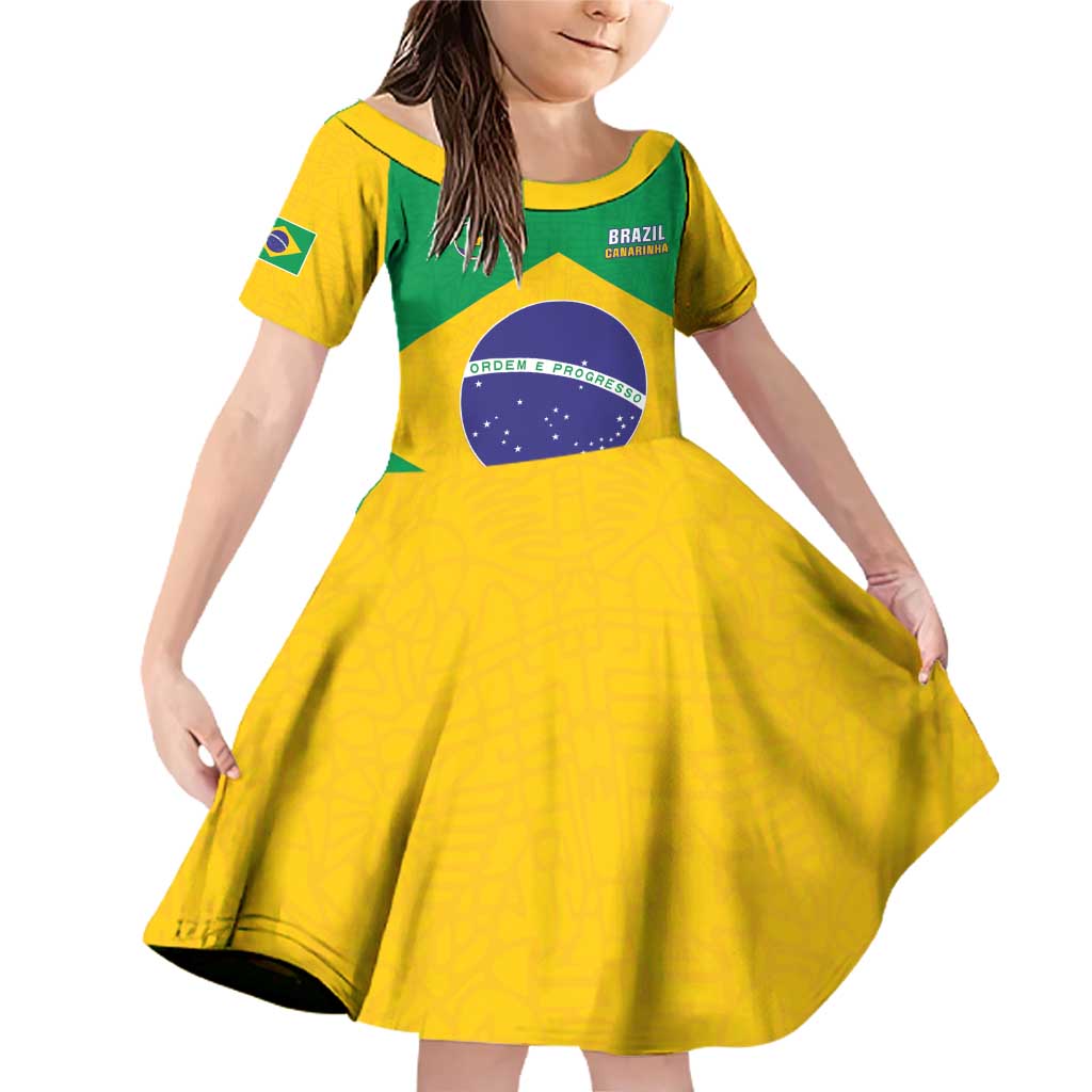 Custom Brazil Football Family Matching Off Shoulder Short Dress and Hawaiian Shirt Flag Style