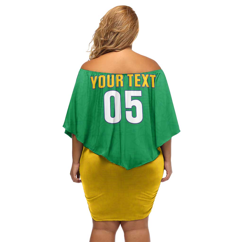 Custom Brazil Football Family Matching Off Shoulder Short Dress and Hawaiian Shirt Flag Style
