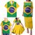 Custom Brazil Football Family Matching Puletasi and Hawaiian Shirt Flag Style