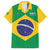 Custom Brazil Football Family Matching Short Sleeve Bodycon Dress and Hawaiian Shirt Flag Style