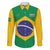 Custom Brazil Football Family Matching Short Sleeve Bodycon Dress and Hawaiian Shirt Flag Style