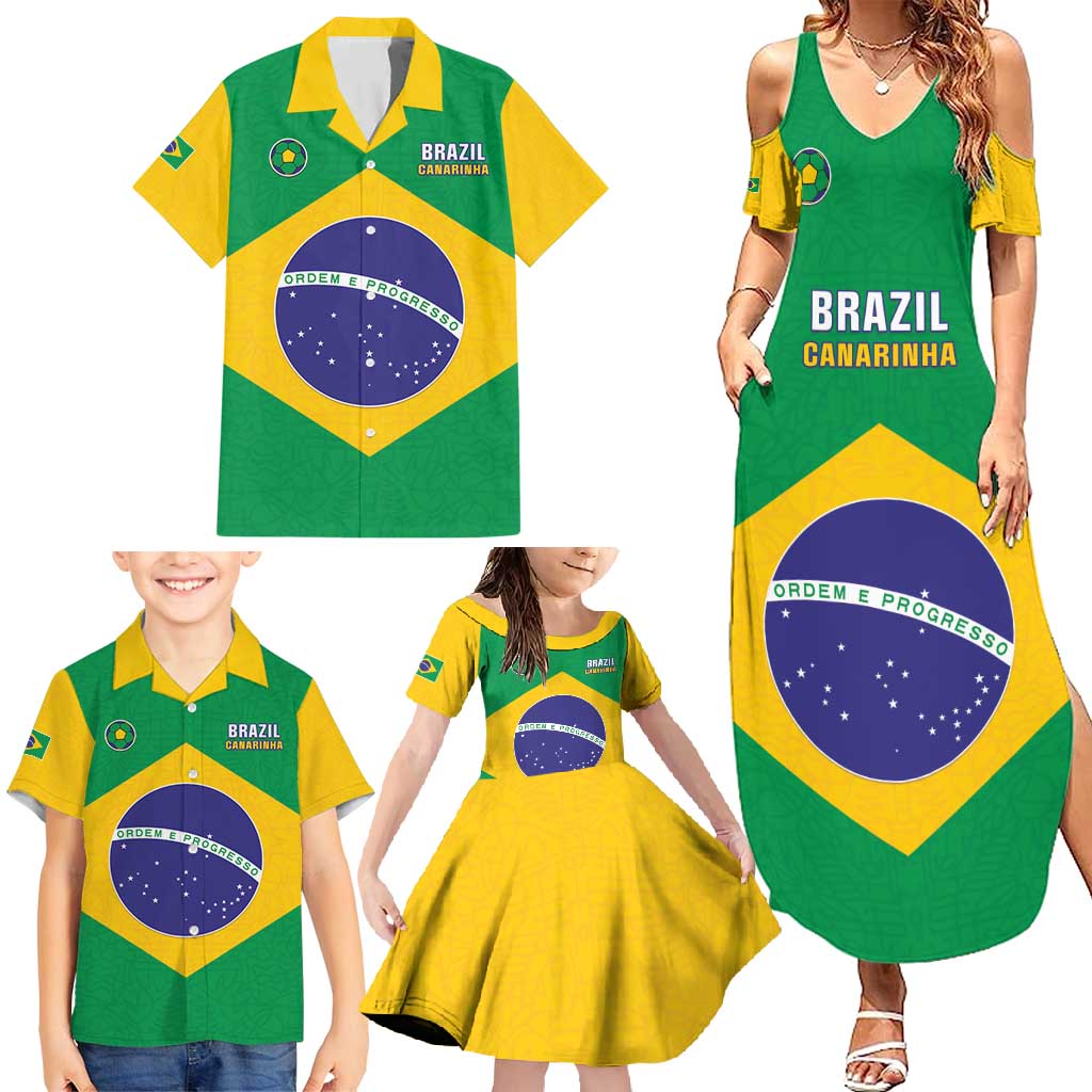 Custom Brazil Football Family Matching Summer Maxi Dress and Hawaiian Shirt Flag Style