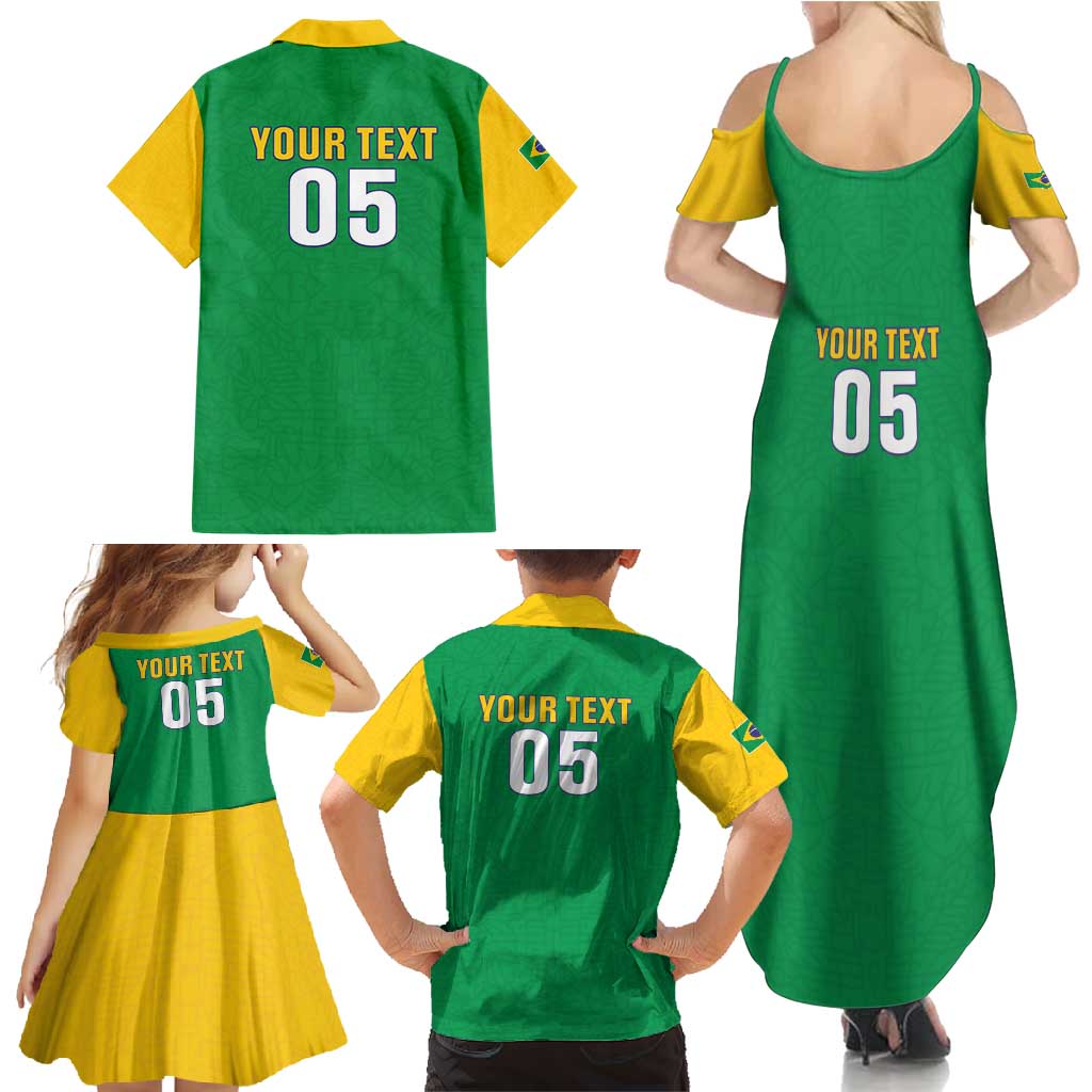 Custom Brazil Football Family Matching Summer Maxi Dress and Hawaiian Shirt Flag Style