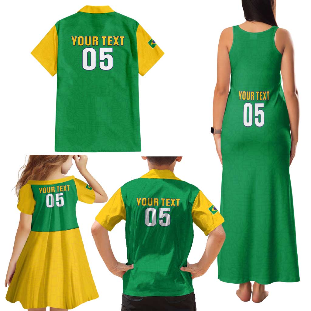 Custom Brazil Football Family Matching Tank Maxi Dress and Hawaiian Shirt Flag Style