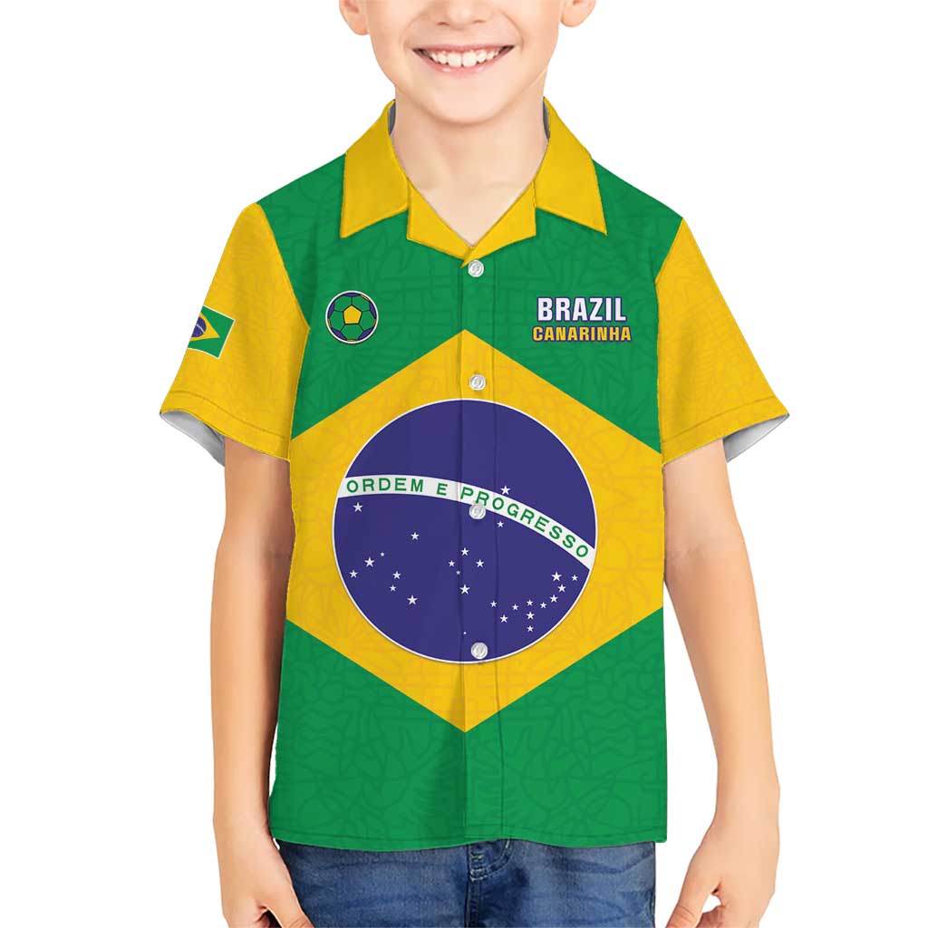 Custom Brazil Football Kid Hawaiian Shirt Flag Style