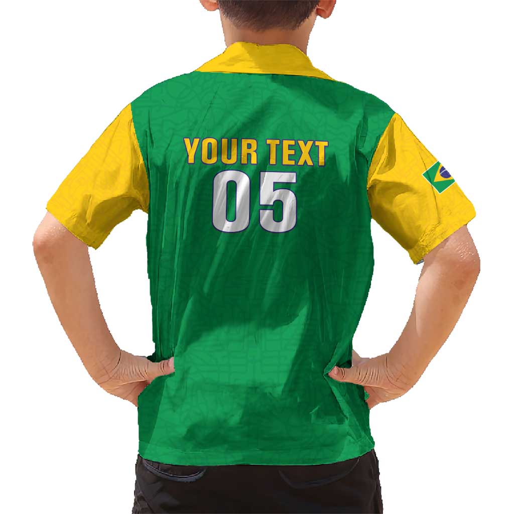 Custom Brazil Football Kid Hawaiian Shirt Flag Style