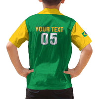 Custom Brazil Football Kid Hawaiian Shirt Flag Style