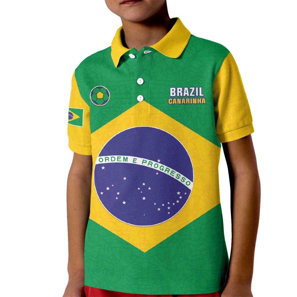 Custom Brazil Football Kid Polo Shirt Flag Style