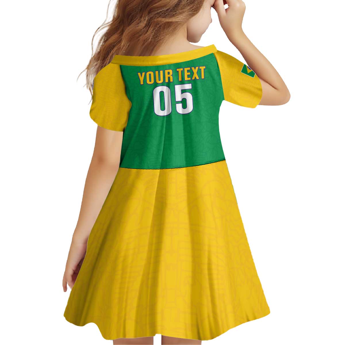 Custom Brazil Football Kid Short Sleeve Dress Flag Style