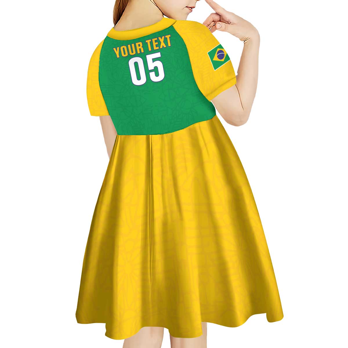 Custom Brazil Football Kid Short Sleeve Dress Flag Style