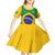 Custom Brazil Football Kid Short Sleeve Dress Flag Style