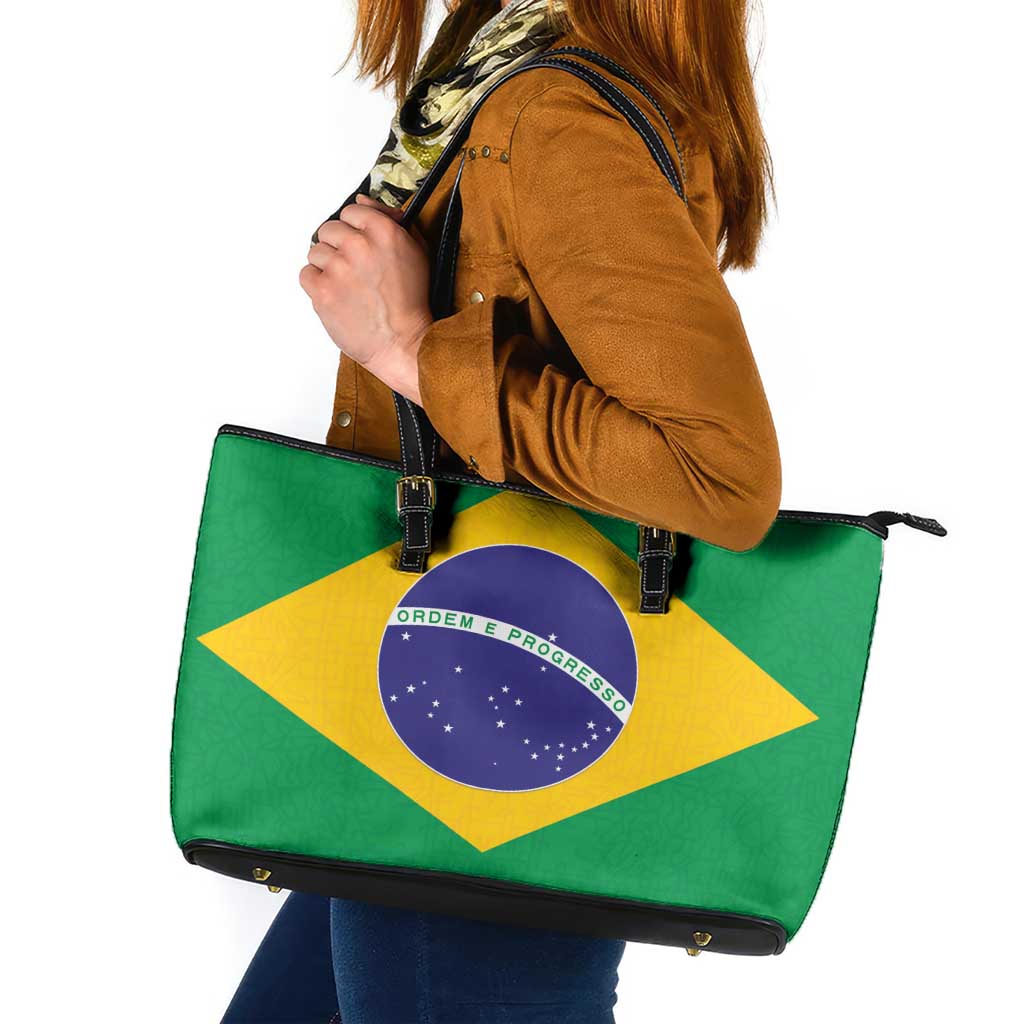 Brazil Football Leather Tote Bag Flag Style