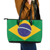 Brazil Football Leather Tote Bag Flag Style