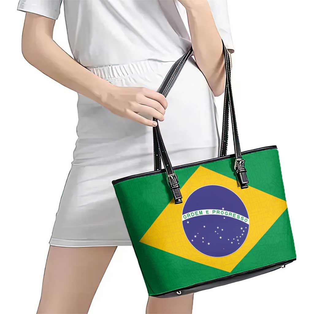Brazil Football Leather Tote Bag Flag Style
