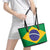 Brazil Football Leather Tote Bag Flag Style