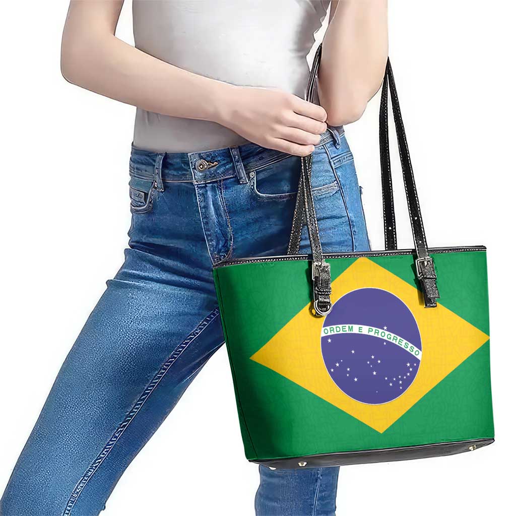 Brazil Football Leather Tote Bag Flag Style