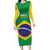 Custom Brazil Football Long Sleeve Bodycon Dress Flag Style