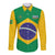 Custom Brazil Football Long Sleeve Button Shirt Flag Style