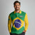 Custom Brazil Football Long Sleeve Polo Shirt Flag Style