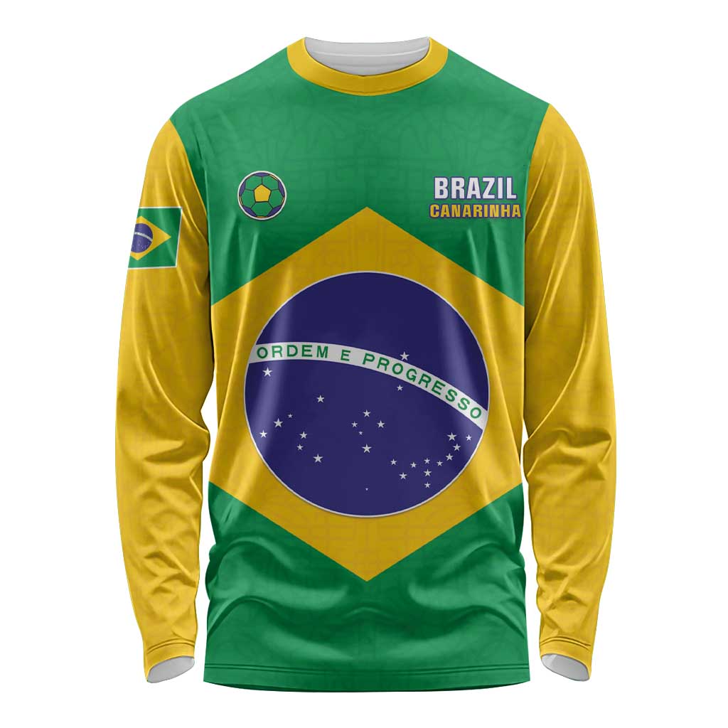 Custom Brazil Football Long Sleeve Shirt Flag Style