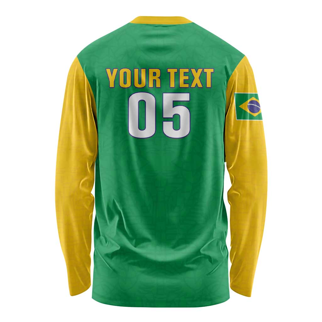 Custom Brazil Football Long Sleeve Shirt Flag Style