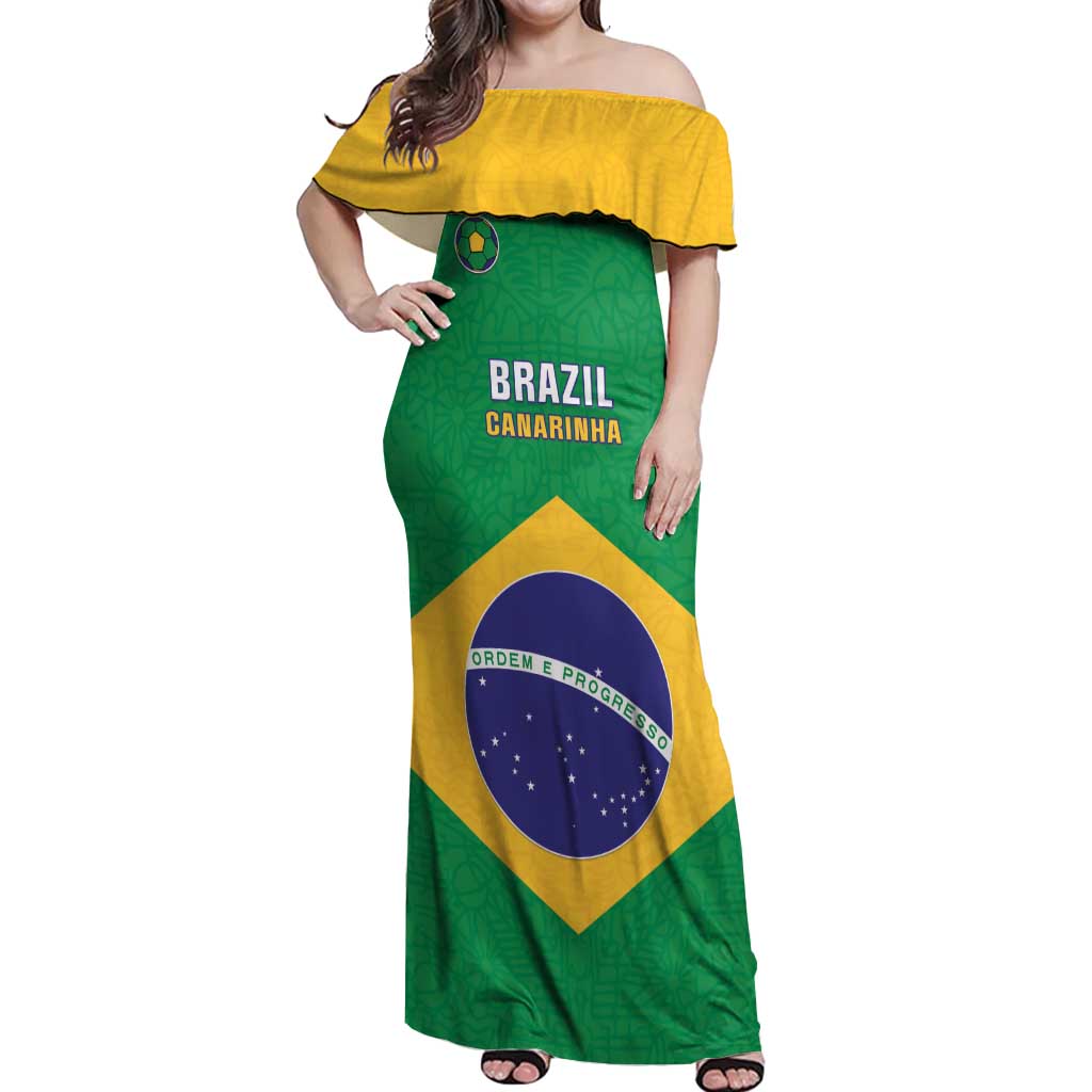 Custom Brazil Football Off Shoulder Maxi Dress Flag Style