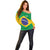 Custom Brazil Football Off Shoulder Sweater Flag Style