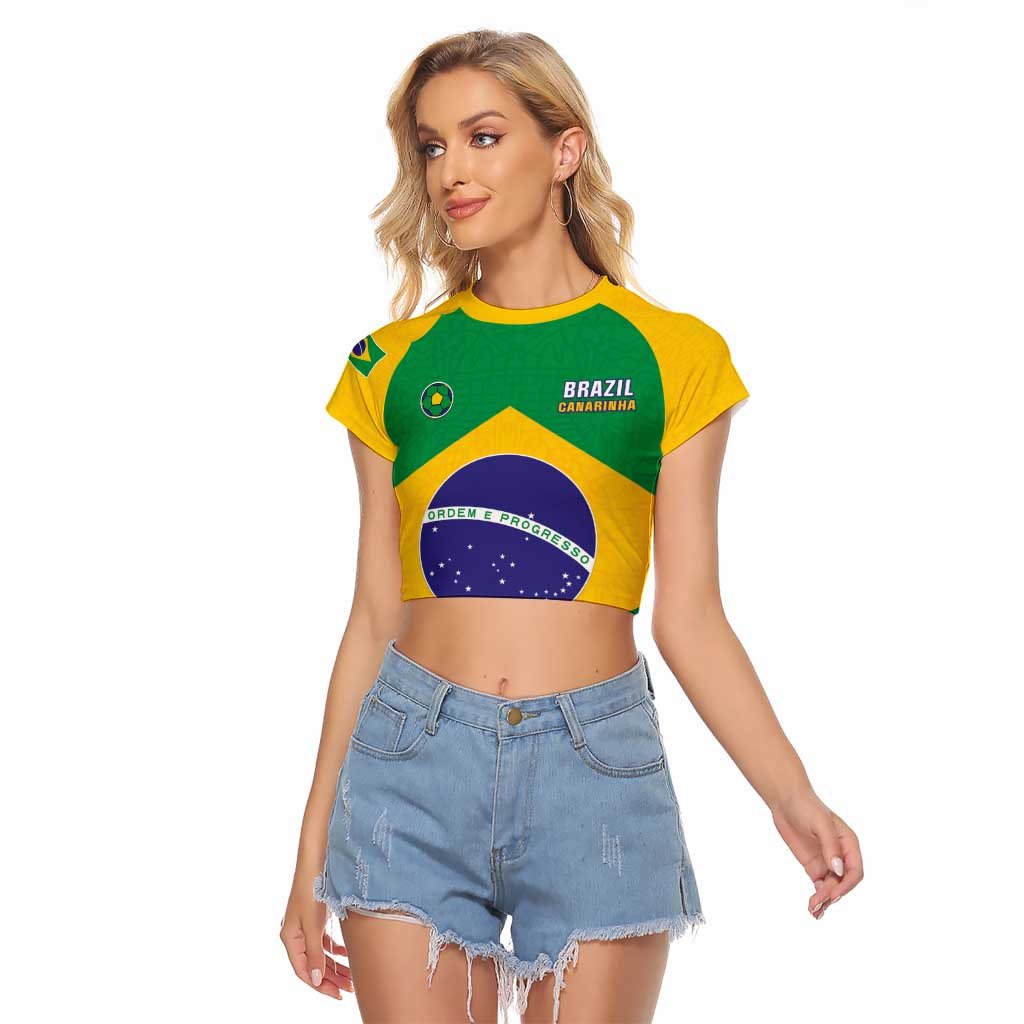 Custom Brazil Football Raglan Cropped T Shirt Flag Style