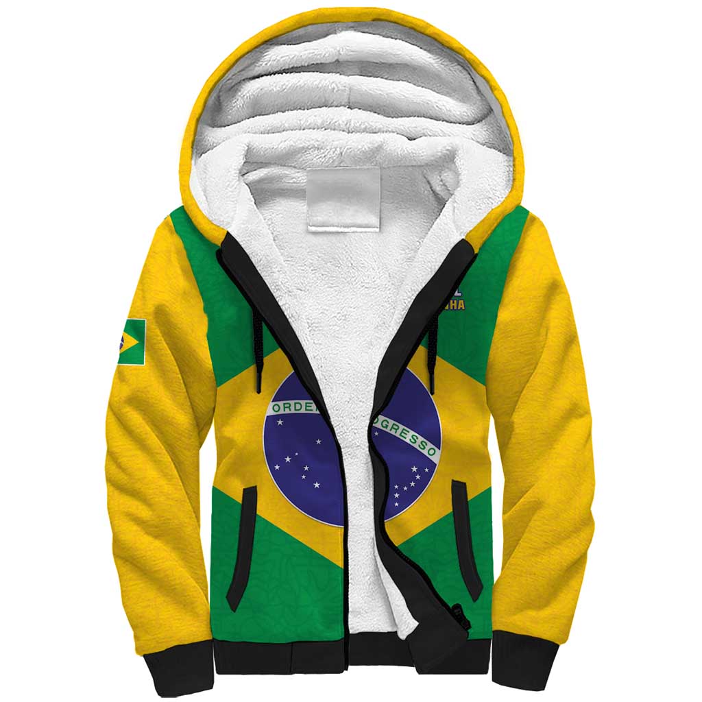 Custom Brazil Football Sherpa Hoodie Flag Style